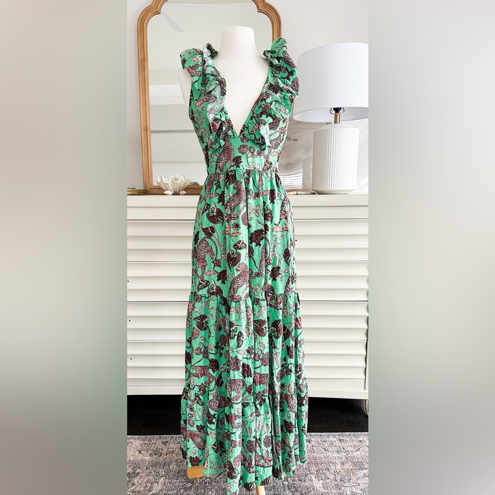 Gorgeous Leopard Green Maxi Dress NWT